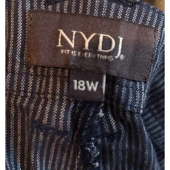NWT, NYDJ Wide Leg Blue Linen Trouser Pants With White Stripes Plus Size 18 - Picture 9 of 9